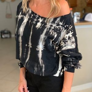 Fun & flirty off the shoulder tie-dyed sweatshirt!